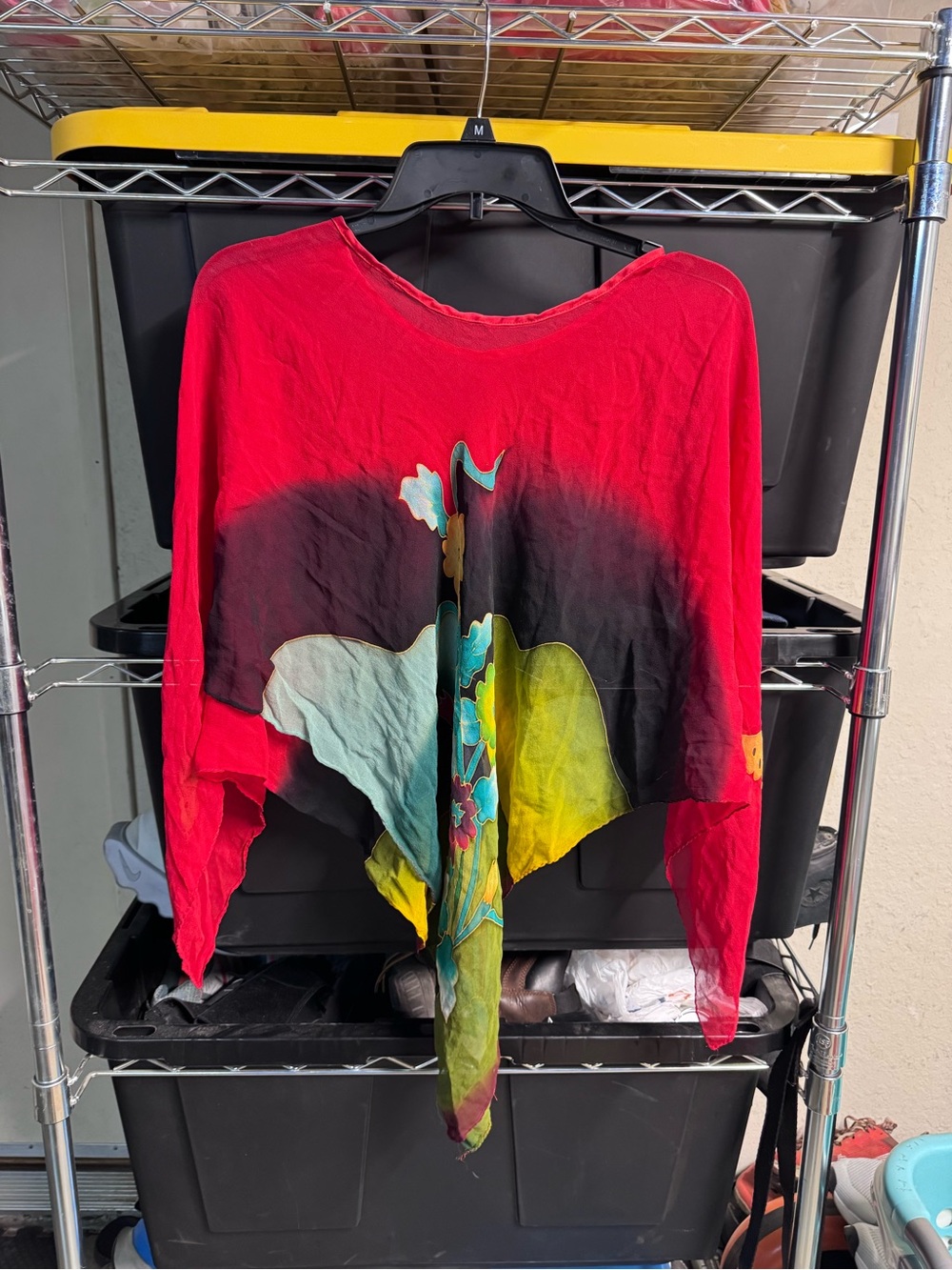 Red Multicolor Draped Tunic Top - Picture 10 of 13